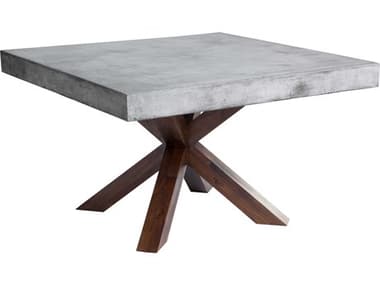 Sunpan Mixt Warwick 47" Square Concrete Grey Brown Dining Table SPN27901