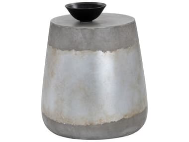 Sunpan Outdoor Solterra Aries Concrete Silver Round End Table SPO101376