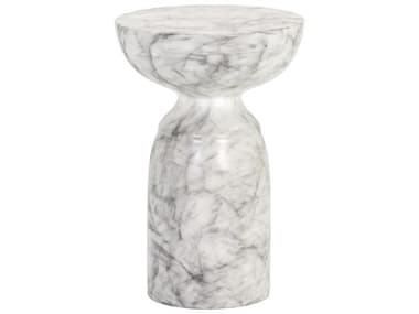 Sunpan Outdoor MIXT Goya Concrete Marble Look White 13.5'' Wide Round End Table SPO106284