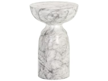 Sunpan Outdoor MIXT Goya Concrete Marble Look White Round End Table SPO106284