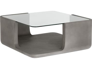 Sunpan Outdoor Solterra Odis Concrete Grey 39'' Wide Square Coffee Table SPO106446