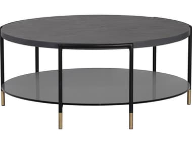 Sunpan Outdoor Solterra Zuma Steel Black 40'' Wide Round Coffee Table SPO106452
