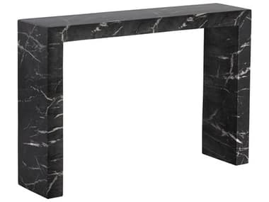 Sunpan Outdoor MIXT Axle Concrete Marble Look Black 47''W x 12''D Rectangular Console Table SPO106494