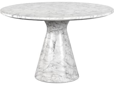 Sunpan Outdoor MIXT Shelburne Concrete Marble Look White 47'' Wide Round Dining Table SPO106642