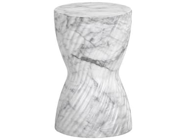 Sunpan Outdoor MIXT Cara Concrete Marble Look White 11.75'' Wide Round End Table SPO106774