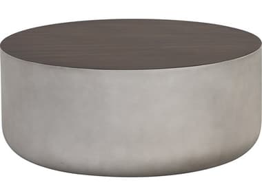 Sunpan Outdoor Solterra Diaz Concrete Grey 34.5'' Wide Round Coffee Table SPO107196
