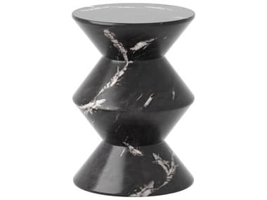 Sunpan Outdoor MIXT Union Concrete Marble Look Black 16'' Wide Round End Table SPO107410