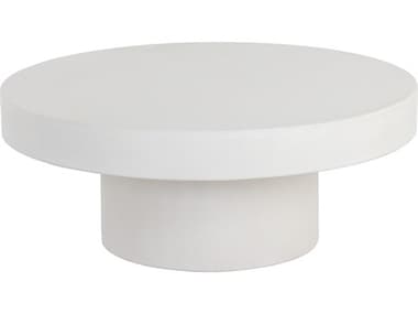 Sunpan Outdoor MIXT Brando Concrete White 36'' Wide Round Coffee Table SPO108022