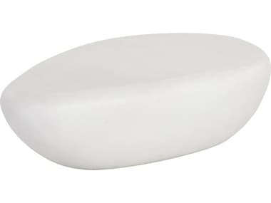 Sunpan Outdoor MIXT Corvo Concrete White 54''W x 34''D Oval Large Coffee Table SPO108488