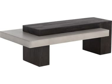 Sunpan Outdoor Solterra Herriot Concrete Dark Brown 56''W x 28''D Rectangular Coffee Table Table SPO108550