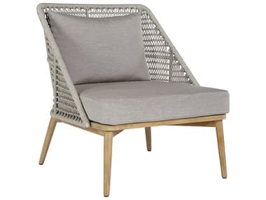 Sunpan Outdoor Andria Teak Wood Natural Lounge Chair in Palazzo Taupe SPO109458