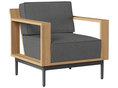 Sunpan Outdoor Cagliari Teak Wood Natural Lounge Chair in Gracebay Grey SPO109466