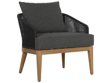 Sunpan Outdoor Capri Teak Wood Natural Lounge Chair in Gracebay Grey SPO109478