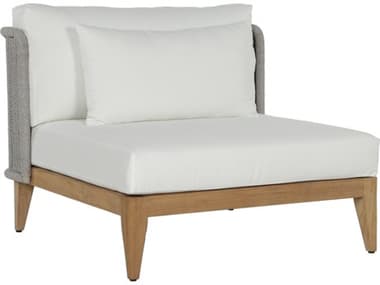 Sunpan Outdoor Ibiza Teak Wood Natural Modular Lounge Chair in Stinson White SPO109499