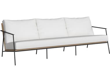 Sunpan Outdoor Milan Aluminum Black Sofa in Stinson White SPO109506