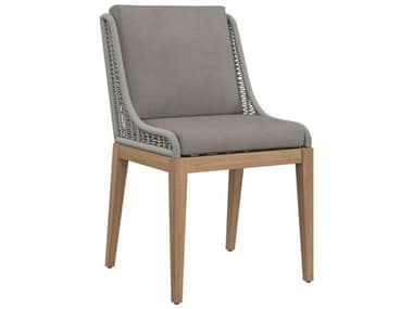 Sunpan Outdoor Sorrento Teak Wood Natural Dining Side Chair in Palazzo Taupe SPO109517