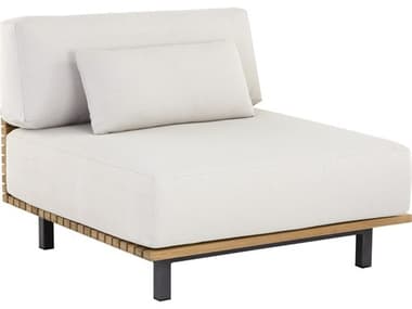 Sunpan Outdoor Geneve Aluminum Dark Grey Modular Lounge Chair in Palazzo Cream SPO109532
