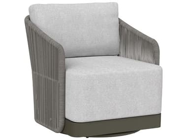 Sunpan Outdoor Allariz Aluminum Rope Warm Grey Swivel Lounge Chair in Gracebay Light Grey SPO109651