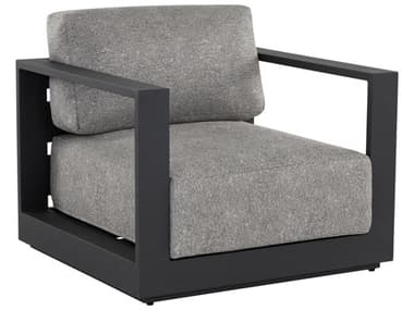 Sunpan Outdoor Tavira Aluminum Charcoal Lounge Chair in Lanikai Salt And Pepper SPO109655
