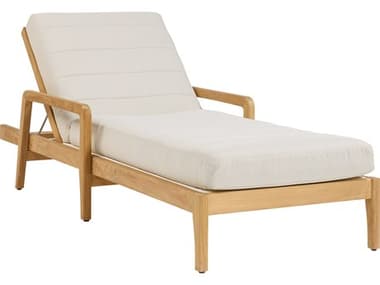 Sunpan Outdoor Noelle Teak Wood Natural Chaise Lounge in Palazzo Cream SPO110041