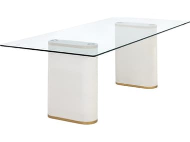 Sunpan Outdoor Solterra Aemond Concrete White 86.6''W x 41.25''D Rectangular Dining Table SPO110232