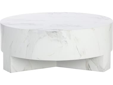 Sunpan Outdoor Mirella Concrete White 40'' Wide Round Coffee Table SPO110474