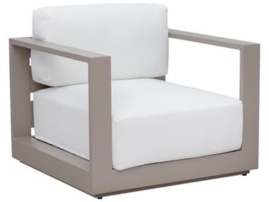 Sunpan Outdoor Tavira Aluminum Greige Lounge Chair in Stinson White SPO110478