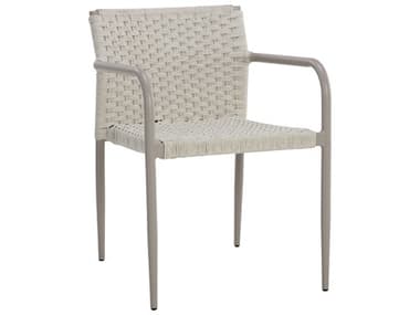 Sunpan Outdoor Castella Casella Aluminum Greige Stackable Dining Arm Chair in Cream SPO110979
