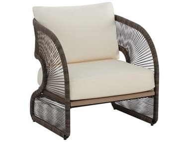 Sunpan Outdoor Toulon Aluminum Dark Grey Lounge Chair in Stinson Cream SPO111046