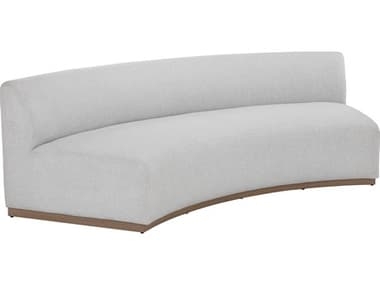 Sunpan Outdoor Cadiz Teak Wood Light Brown Modular Sofa in Gracebay Light Grey SPO111048