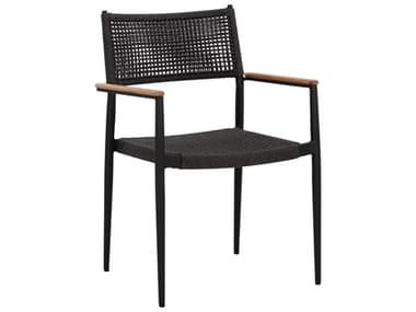 Sunpan Outdoor Nava Aluminum Black Stackable Dining Arm Chair SPO111091