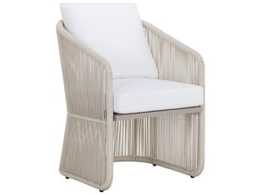 Sunpan Outdoor Allariz Aluminum Rope Greige Dining Arm Chair in Stinson White SPO111153