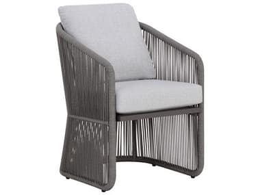 Sunpan Outdoor Allariz Aluminum Rope Warm Grey Dining Arm Chair in Gracebay Light Grey SPO111154