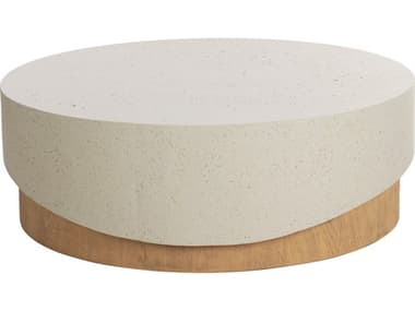 Sunpan Outdoor Patras Concrete Cream 48'' Wide Round Coffee Table SPO111269