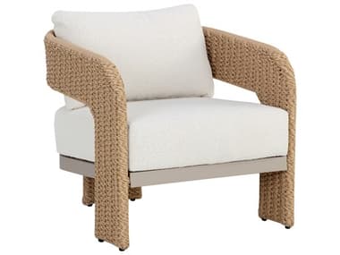 Sunpan Outdoor Pylos Wicker Natural Lounge Chair in Louis Cream SPO111596