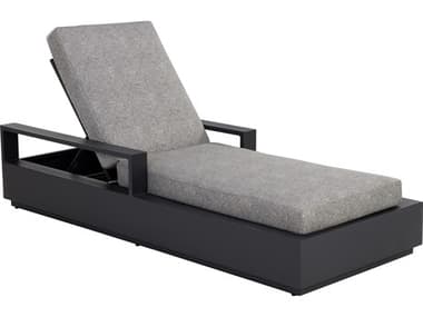 Sunpan Outdoor Tavira Aluminum Charcoal Chaise Lounge in Lanikai Salt And Pepper SPO111600