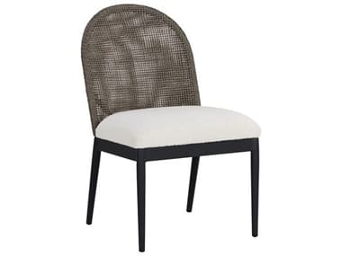 Sunpan Outdoor Calandri Aluminum Black Dining Side Chair in Louis Cream SPO111684