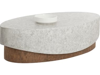 Sunpan Outdoor Leda Concrete Oval Coffee Table SPO111944