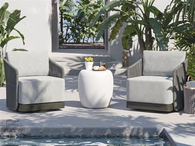 Sunpan Outdoor Allariz Aluminum Rope Warm Grey Lounge Set in Gracebay Light Grey SPOALLARIZLNGSET