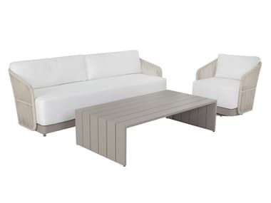 Sunpan Outdoor Allariz Aluminum Rope Greige Lounge Set in Stinson White SPOALLARIZLNGSET1