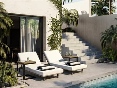 Sunpan Outdoor Geneve Aluminum Dark Grey Lounge Set in Palazzo Cream SPOOBSGENEVELNGSET2