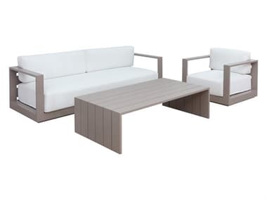 Sunpan Outdoor Tavira Aluminum Greige Lounge Set in Stinson White SPOTAVIRALNGSET2