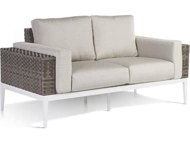 South Sea Rattan Stevie Wicker Loveseat with Bolsters Pillows SR73802AB
