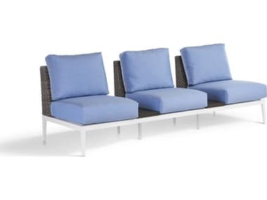 South Sea Rattan Stevie Wicker Outdoor Sofa with Tables Between Seats SR73833TBL