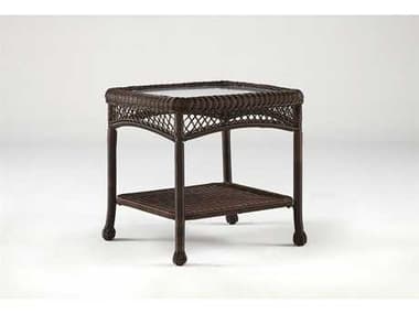 South Sea Rattan Montego Bay Wicker Mink 24''W x 22''D Rectangular Glass Top End Table SR75143