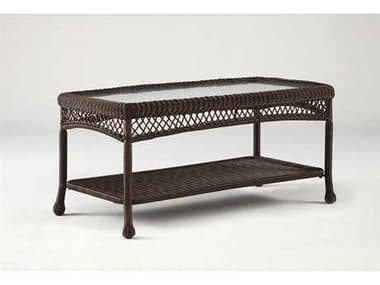 South Sea Rattan Montego Bay Wicker Mink Rectangular Glass Top Outdoor Patio Coffee Table SR75144