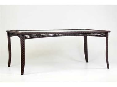 South Sea Rattan Martinique Wicker Spice Island Rectangular Glass Top Patio Dining Table SR75219