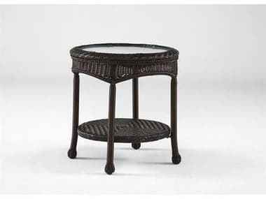 South Sea Rattan Key West Wicker Round Glass Top Outdoor End Table SR75443