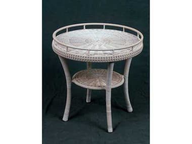 South Sea Rattan Napa Wicker Shell Round Patio End Table SR75843