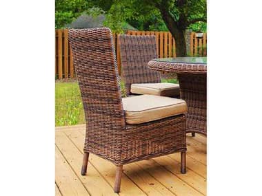 South Sea Rattan Del Ray Wicker Chestnut Outdoor Dining Side Chair SR76620